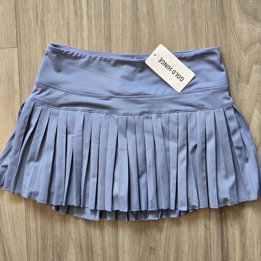 NWT Gold Hinge Pleated Tennis Skirt Skort Womens Size Large Pickleball Blue